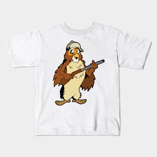 Owl with rifle - hunter Kids T-Shirt